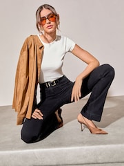 Friends Like These Black High Waist Pocket Flare Jeans - Image 3 of 5
