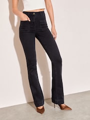 Friends Like These Black High Waist Pocket Flare Jeans - Image 4 of 5