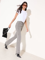 Friends Like These Grey High Waist Pocket Flare Jeans - Image 1 of 5