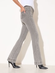 Friends Like These Grey High Waist Pocket Flare Jeans - Image 2 of 5