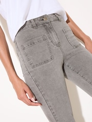 Friends Like These Grey High Waist Pocket Flare Jeans - Image 5 of 5