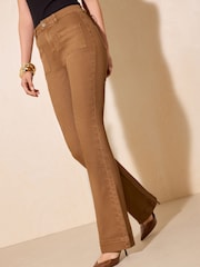 Friends Like These Chestnut Brown High Waist Pocket Flare Jeans - Image 2 of 6