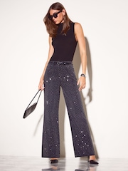 Friends Like These Black Petite Premium Embellished Everyday Wide Leg Denim Jeans - Image 5 of 6