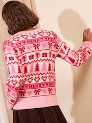Friends Like These Pink Fairisle Bow Christmas Jumper - Image 4 of 4