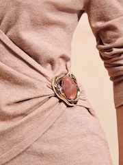 Friends Like These Neutral Hardware Detail Wrap Knit Jumper - Image 2 of 5