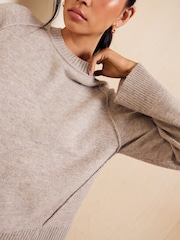 Friends Like These Neutral Crew Neck Seam Detail Jumper - Image 2 of 6