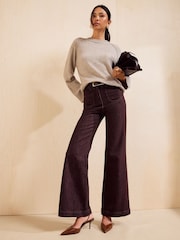 Friends Like These Neutral Crew Neck Seam Detail Jumper - Image 3 of 6
