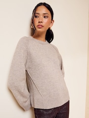 Friends Like These Neutral Crew Neck Seam Detail Jumper - Image 4 of 6