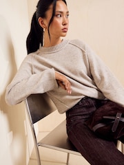 Friends Like These Neutral Crew Neck Seam Detail Jumper - Image 5 of 6