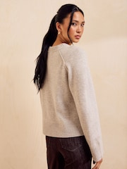 Friends Like These Neutral Crew Neck Seam Detail Jumper - Image 6 of 6