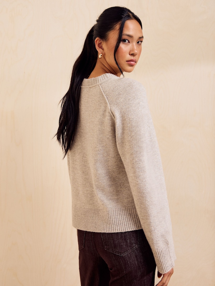 Friends Like These Neutral Crew Neck Seam Detail Jumper - Image 6 of 6 Friends Like These Neutral Crew Neck Seam Detail Jumper - Image 6 of 6