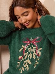 Friends Like These Green Eyelash Christmas Jumper - Image 2 of 5