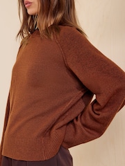 Friends Like These Rust Crew Neck Seam Detail Jumper - Image 2 of 5