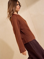 Friends Like These Rust Crew Neck Seam Detail Jumper - Image 3 of 5