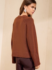 Friends Like These Rust Crew Neck Seam Detail Jumper - Image 5 of 5