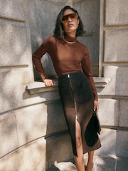 Friends Like These Tan Brown Roll Neck Knit Jumper - Image 2 of 4