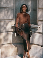Friends Like These Tan Brown Roll Neck Knit Jumper - Image 3 of 4