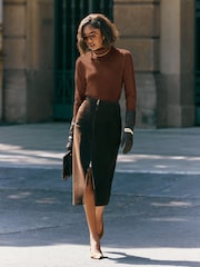 Friends Like These Tan Brown Roll Neck Knit Jumper - Image 4 of 4