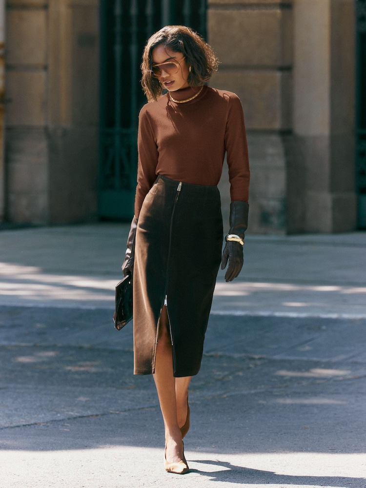 Friends Like These Tan Brown Roll Neck Knit Jumper - Image 4 of 4