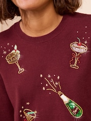 Friends Like These Burgundy Beaded Christmas Jumper - Image 2 of 5