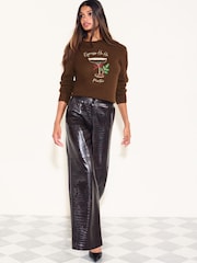 Friends Like These Chocolate Brown Espresso Christmas Graphic Jumper - Image 3 of 5