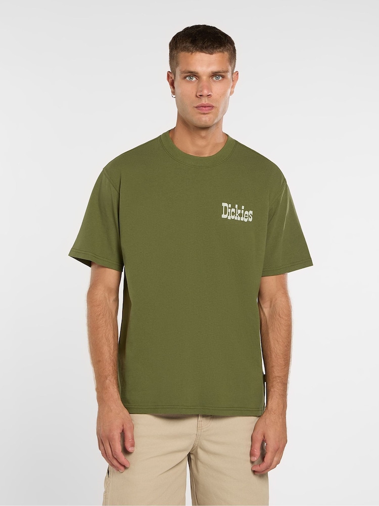 Dickies Green Vernal Relaxed Fit Horse Shoe Back Graphic T-Shirt - Image 1 of 8