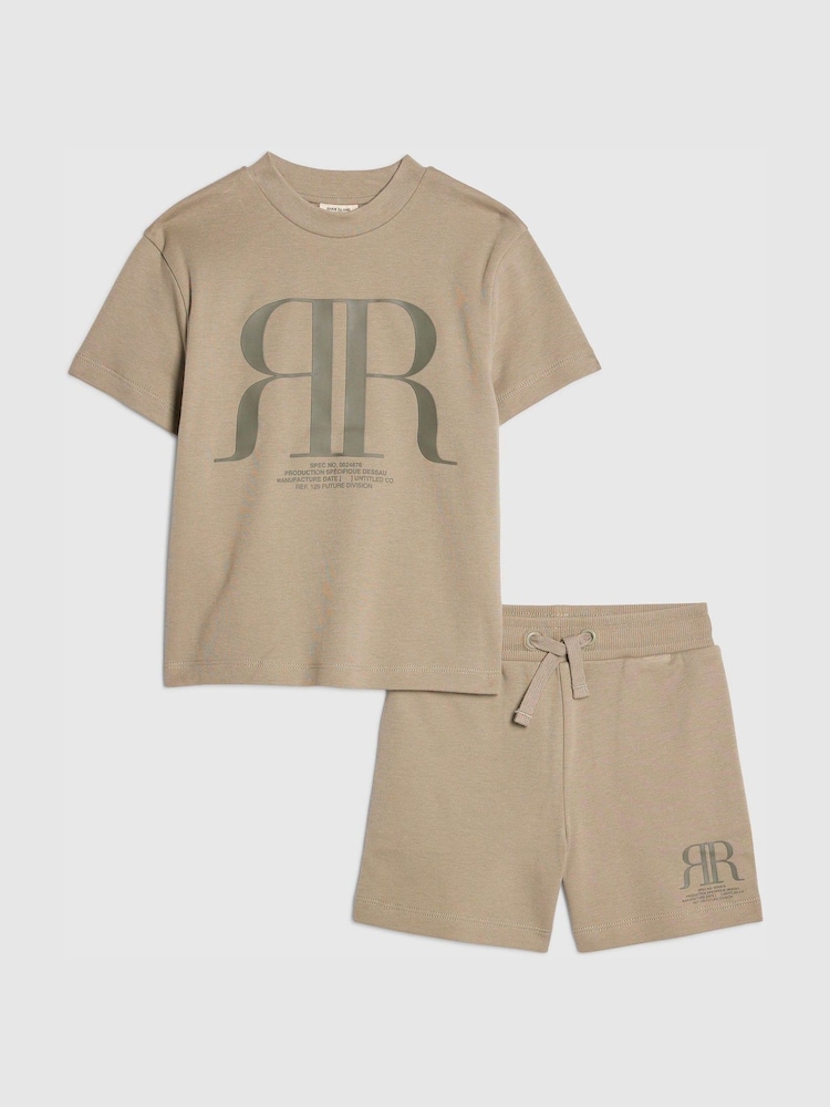 River Island Green RR Logo T-Shirt & Shorts Sets - Image 1 of 5