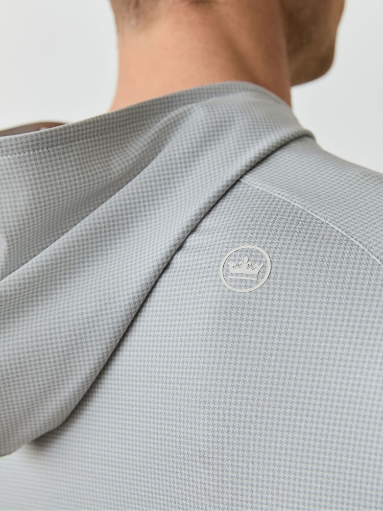 Peter Millar Grey Pine Houndstooth Performance Hoodie - Image 4 of 4 Peter Millar Grey Pine Houndstooth Performance Hoodie - Image 4 of 4