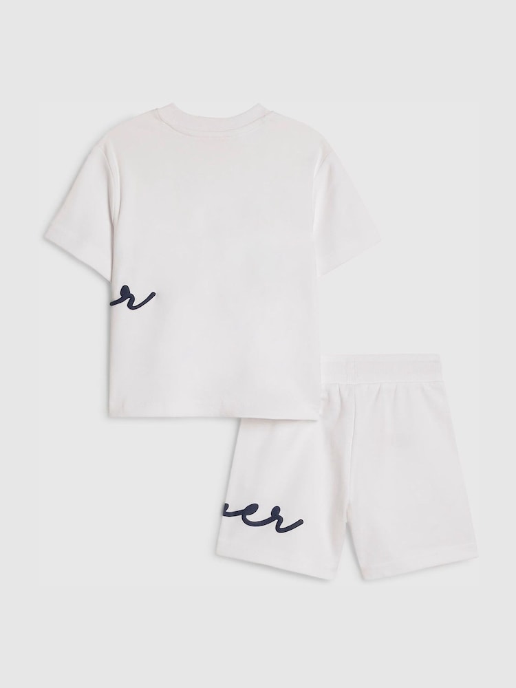River Island White T-Shirt & Short Set - Image 2 of 5 River Island White T-Shirt & Short Set - Image 2 of 5