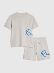 River Island Grey River T-Shirt & Short Set - Image 1 of 5