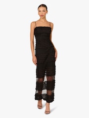 Adrianna By Adrianna Papell Black Ruffle Knit Long Dress - Image 3 of 6