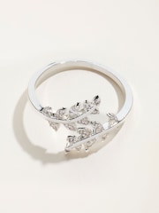 FatFace Silver Tone Leaf Adjustable Ring - Image 1 of 2