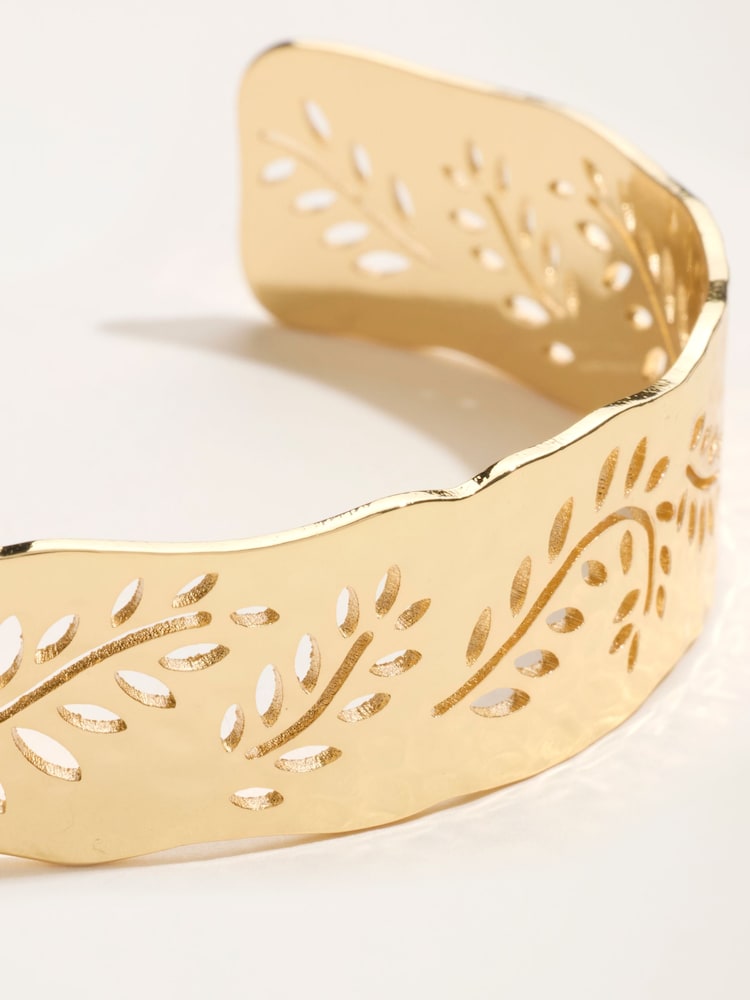 FatFace Gold Tone Leaf Bangle - Image 2 of 4