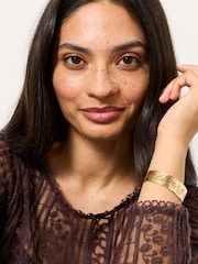 FatFace Gold Tone Leaf Bangle - Image 3 of 4