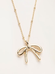 FatFace Gold Tone Bow Nacklace - Image 3 of 4