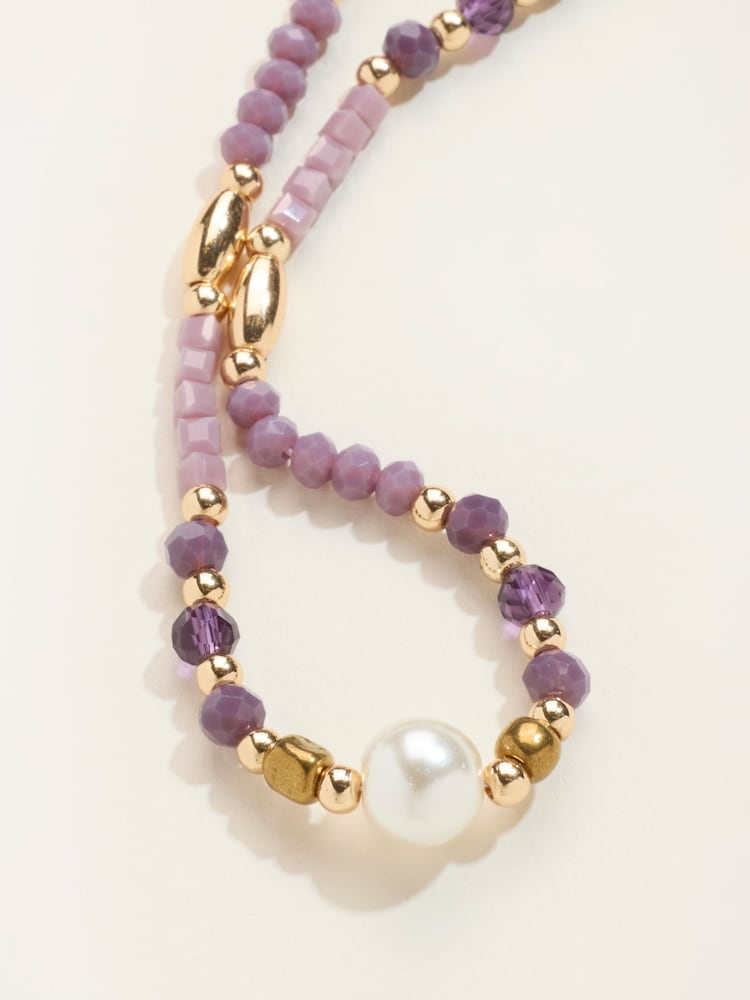 FatFace Faux Pearl and Bead Necklace - Imaginea 2 din 2