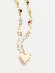 FatFace Gold Tone Heart Layer Necklace - Image 3 of 4