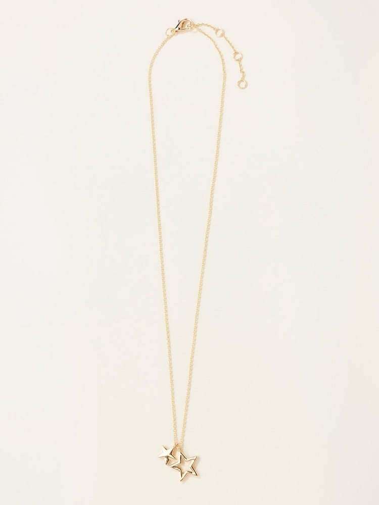 FatFace Gold Tone Double Star Necklace - Image 1 of 2