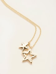 FatFace Gold Tone Double Star Necklace - Image 2 of 2