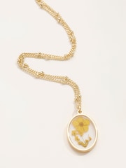 FatFace Yellow Pressed Flower Necklace - Image 3 of 3