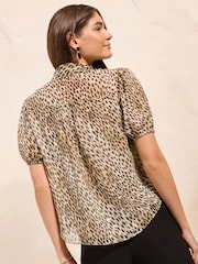 Friends Like These Bambi Print Short Sleeve Tie Detail Blouse - Image 2 of 4