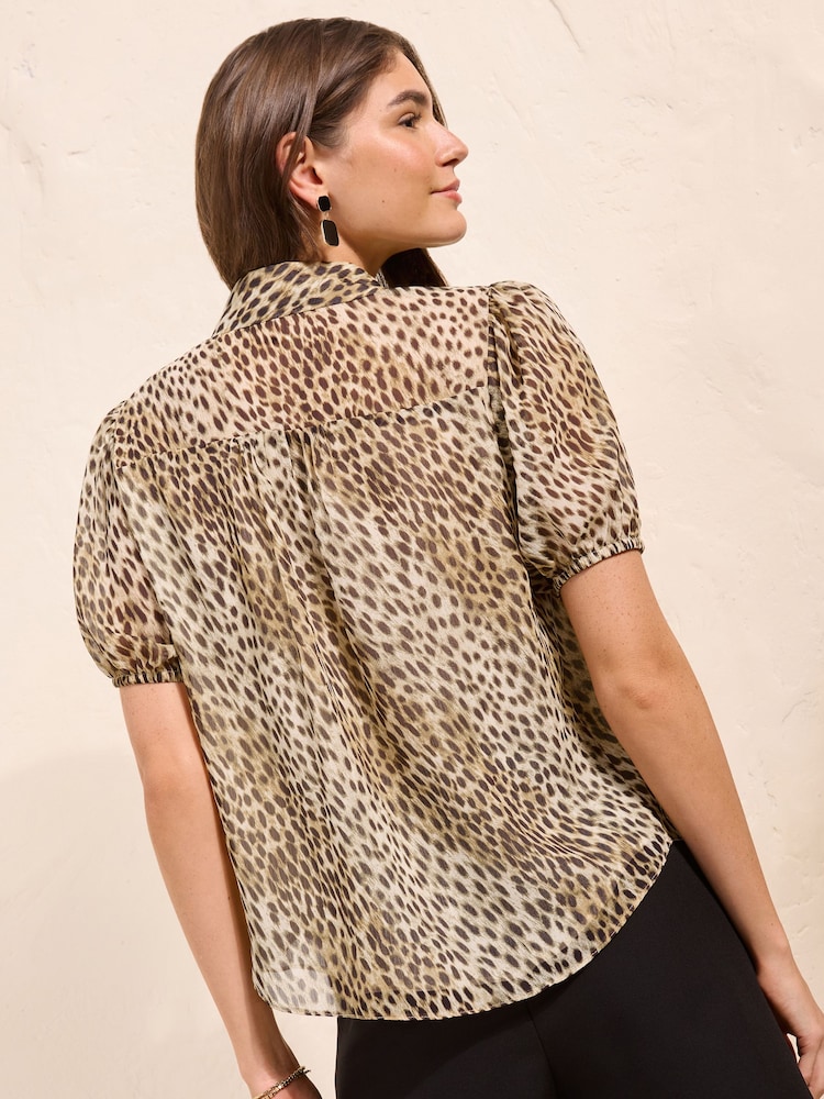 Friends Like These Bambi Print Short Sleeve Tie Detail Blouse - Image 2 of 4