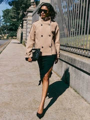 Friends Like These Neutral Cosy Funnel Neck Short Jacket - Image 2 of 6