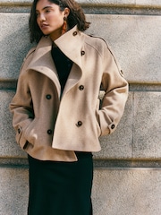 Friends Like These Neutral Cosy Funnel Neck Short Jacket - Image 3 of 6