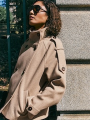 Friends Like These Neutral Cosy Funnel Neck Short Jacket - Image 5 of 6