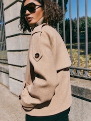 Friends Like These Neutral Cosy Funnel Neck Short Jacket - Image 6 of 6