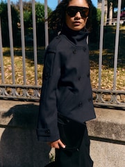 Friends Like These Navy Cosy Funnel Neck Short Jacket - Image 1 of 5
