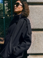 Friends Like These Navy Cosy Funnel Neck Short Jacket - Image 4 of 5