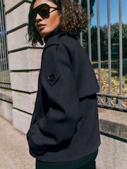 Friends Like These Navy Cosy Funnel Neck Short Jacket - Image 5 of 5