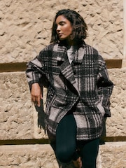 Friends Like These Grey Check Double Breasted Peacoat - Image 4 of 5
